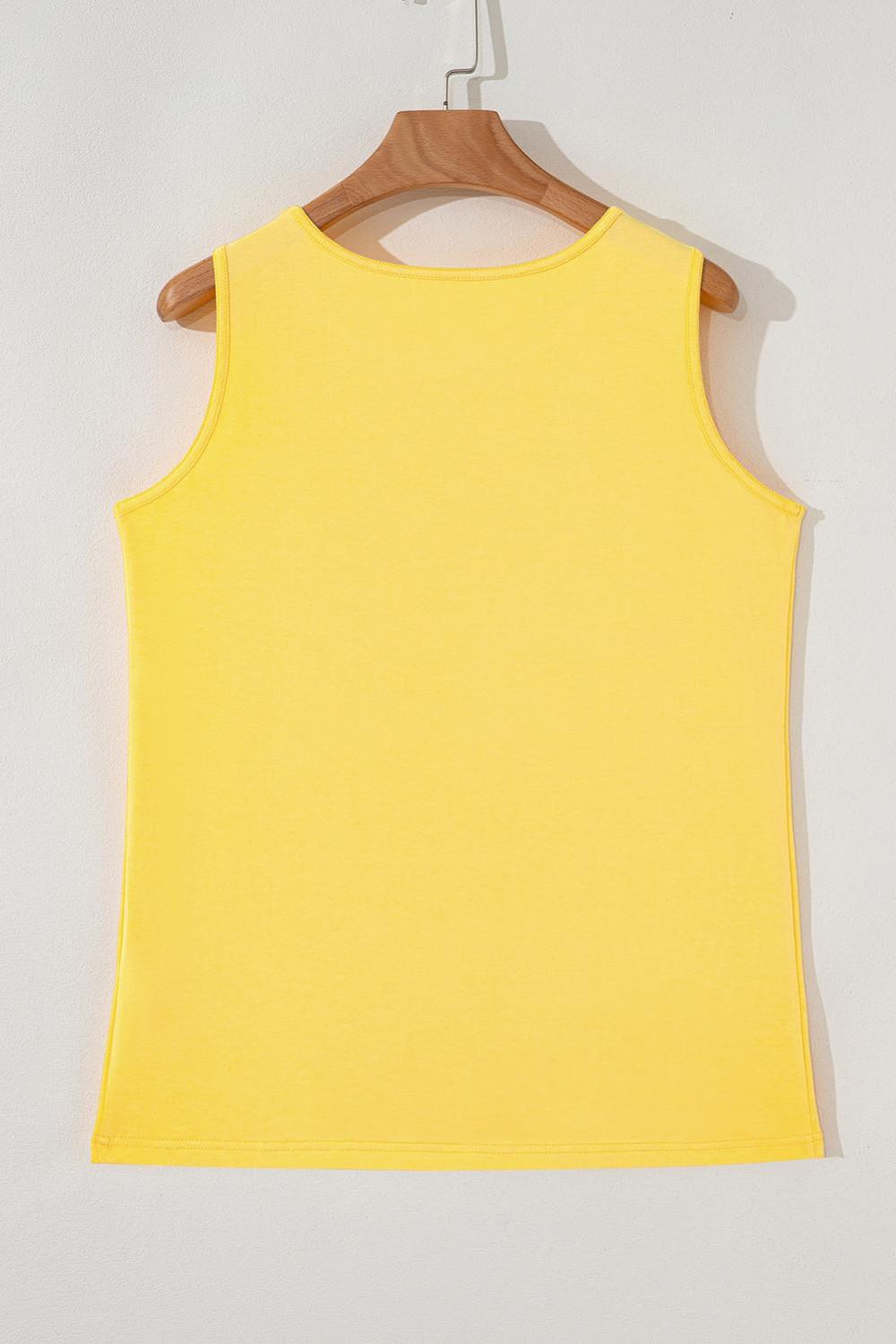 Sleeveless Tops | Yellow Cream Flower Graphic Summer Tank Top - Women