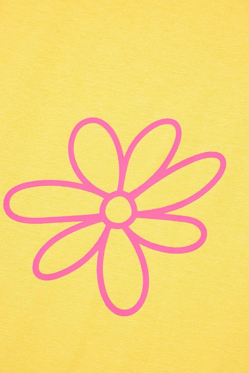 Sleeveless Tops | Yellow Cream Flower Graphic Summer Tank Top - Women