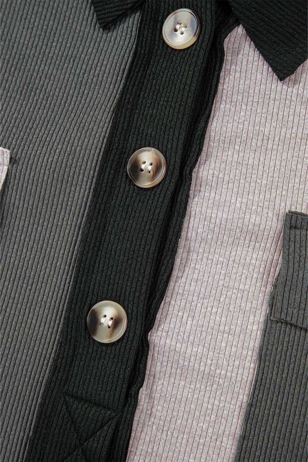 Sweatshirts & Hoodies | Gray Colorblock Patchwork Ribbed Oversized Henley Sweatshirt - Women