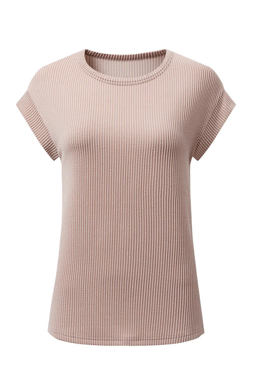 T Shirts | Dark Khaki Twisted Ribbed Textured Plain T Shirt - Women