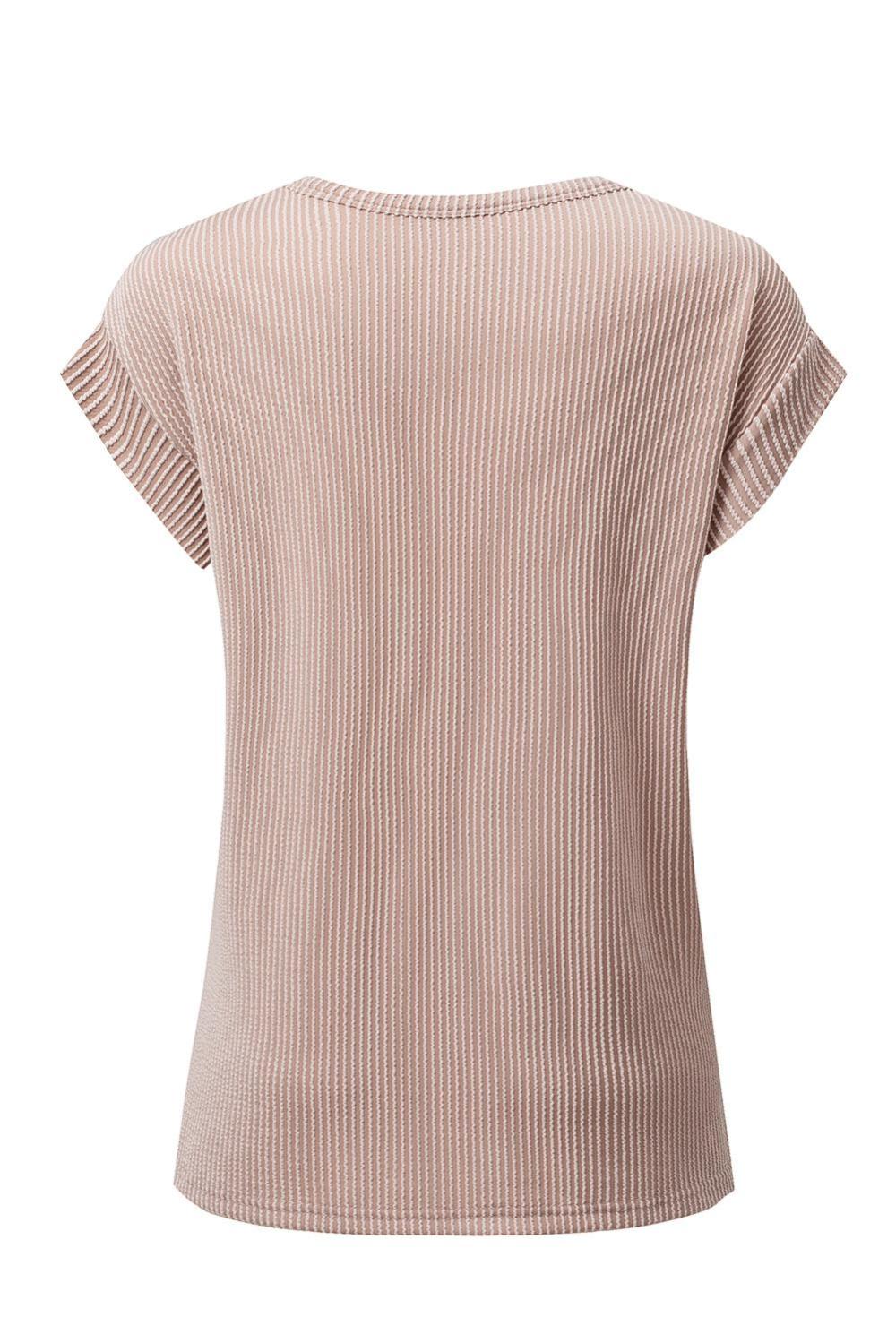 T Shirts | Dark Khaki Twisted Ribbed Textured Plain T Shirt - Women