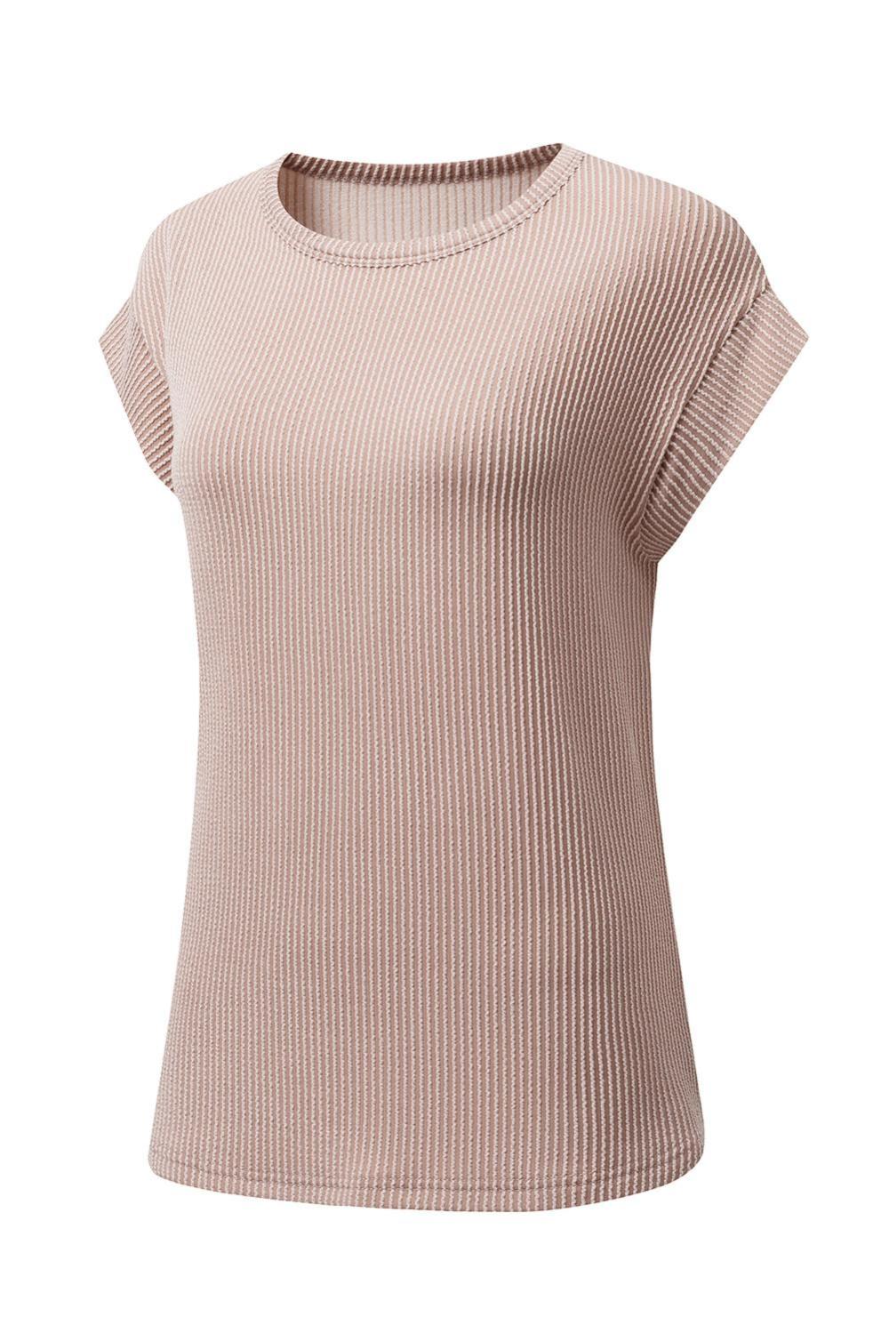 T Shirts | Dark Khaki Twisted Ribbed Textured Plain T Shirt - Women