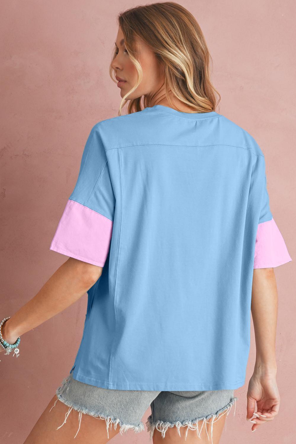 T Shirts | Myosotis Frayed Star Patched 4Th Of July Oversize T Shirt - Women