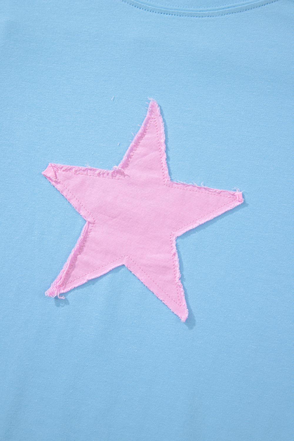 T Shirts | Myosotis Frayed Star Patched 4Th Of July Oversize T Shirt - Women