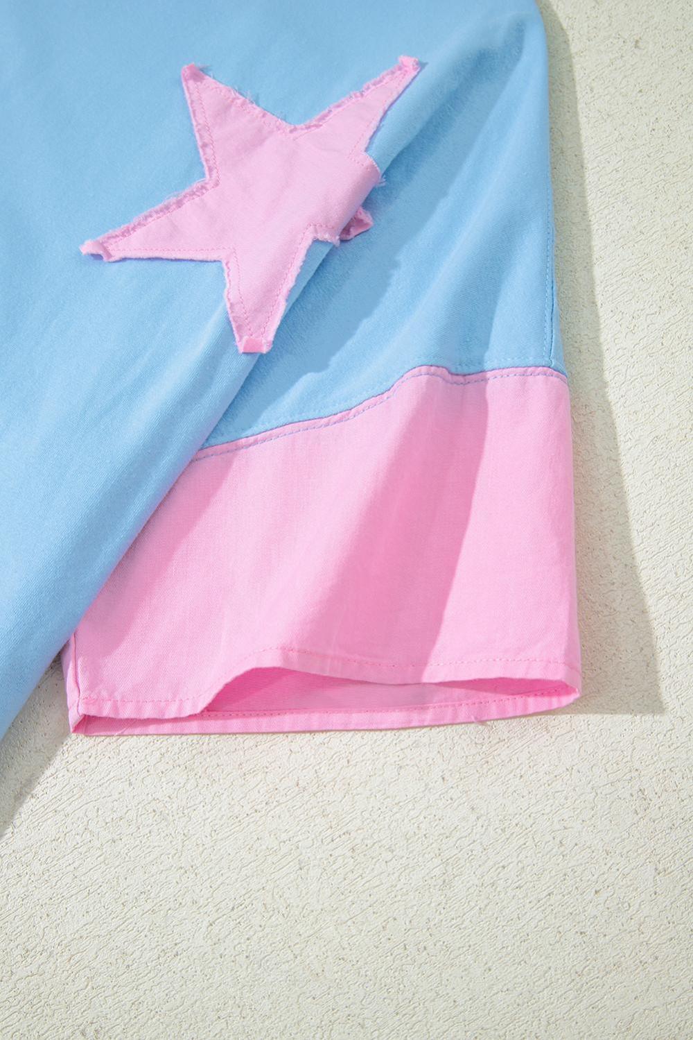 T Shirts | Myosotis Frayed Star Patched 4Th Of July Oversize T Shirt - Women